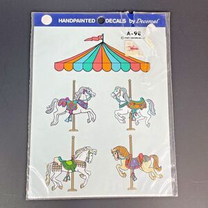 Vtg‎ Decoral Hand Painted Carousel Horses Ride 1989 A-98